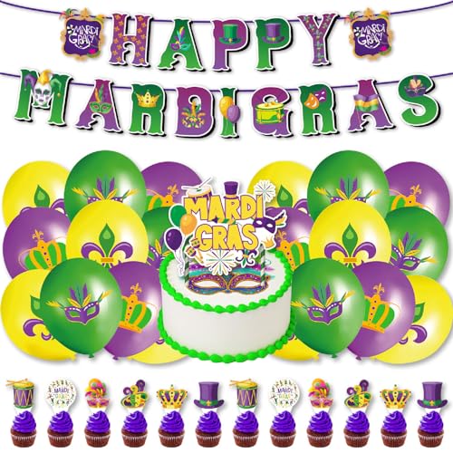 SHAPEPOTY Mardi Gras Party Dekorationen - 30 Stück, mardi gras banner, Mardi Gras Dekor, Mardi Gras Ballons SHAPEPOTY Mardi Gras Party Dekorationen - 30 Stück, mardi gras banner, Mardi Gras Dekor, Mardi Gras Ballons von SHAPEPOTY