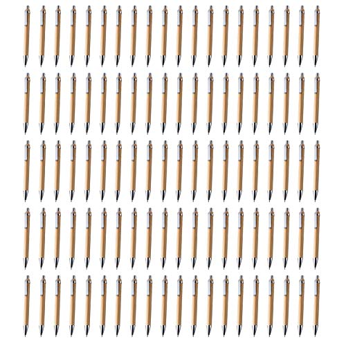 SHAPOKY Bambus-Kugelschreiber, 100 Stück, für Büro- und Schulbedarf und Schreibbedarf, Geschenke – blaue Tinte von SHAPOKY