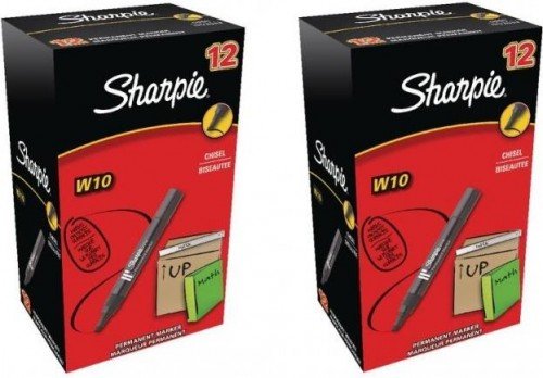 2 x 12 Pack Sharpie W10 Permanentmarker Keilspitze schwarz Stifte s0192652- 24 Stifte von SHARPIE