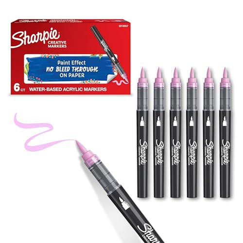 Sharpie Creative Marker Acryl-Farbstifte | Wasserbasierte Farbmarker mit Pinselspitze | Schulsachen | Rosa | 6 Stück Sharpie Creative Marker Acryl-Farbstifte | Wasserbasierte Farbmarker mit Pinselspitze | Schulsachen | Rosa | 6 Stück von PARKER