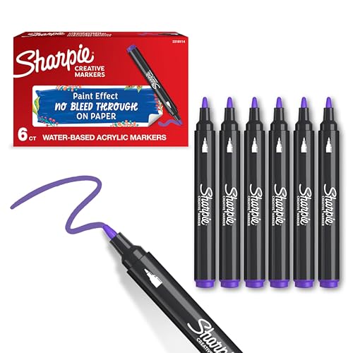 Sharpie Creative Marker Acryl-Farbstifte | Wasserbasierte Farbmarker mit Rundspitze | Schulsachen | Lila | 6 Stück Sharpie Creative Marker Acryl-Farbstifte | Wasserbasierte Farbmarker mit Rundspitze | Schulsachen | Lila | 6 Stück von PARKER