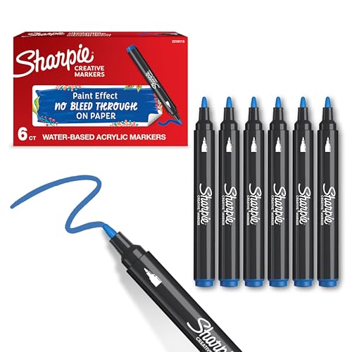 Sharpie Creative Marker Acryl-Farbstifte | Wasserbasierte Farbmarker mit Rundspitze | Schulsachen | Blau | 6 Stück Sharpie Creative Marker Acryl-Farbstifte | Wasserbasierte Farbmarker mit Rundspitze | Schulsachen | Blau | 6 Stück von PARKER