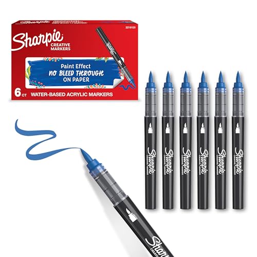 Sharpie Creative Marker Acryl-Farbstifte | Wasserbasierte Farbmarker mit Pinselspitze | Schulsachen | Blau | 6 Stück Sharpie Creative Marker Acryl-Farbstifte | Wasserbasierte Farbmarker mit Pinselspitze | Schulsachen | Blau | 6 Stück von PARKER