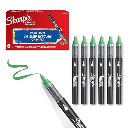 Sharpie Creative Marker Acryl-Farbstifte | Wasserbasierte Farbmarker mit Pinselspitze | Schulsachen | Grün | 6 Stück Sharpie Creative Marker Acryl-Farbstifte | Wasserbasierte Farbmarker mit Pinselspitze | Schulsachen | Grün | 6 Stück von PARKER