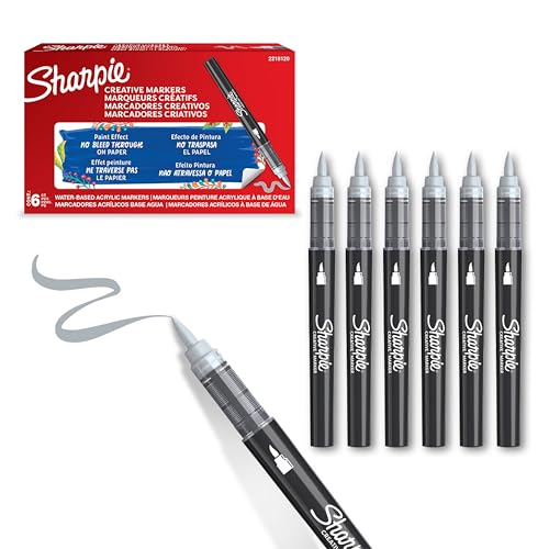 Sharpie Creative Marker Acryl-Farbstifte | Wasserbasierte Farbmarker mit Pinselspitze | Schulsachen | Kühl Grau | 6 Stück Sharpie Creative Marker Acryl-Farbstifte | Wasserbasierte Farbmarker mit Pinselspitze | Schulsachen | Kühl Grau | 6 Stück von PARKER