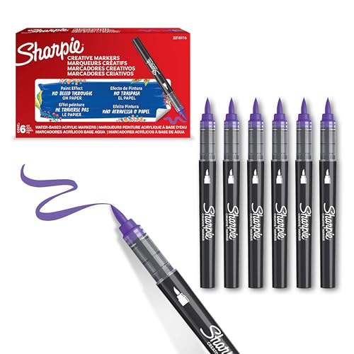 Sharpie Creative Marker Acryl-Farbstifte | Wasserbasierte Farbmarker mit Pinselspitze | Schulsachen | Lila | 6 Stück Sharpie Creative Marker Acryl-Farbstifte | Wasserbasierte Farbmarker mit Pinselspitze | Schulsachen | Lila | 6 Stück von PARKER
