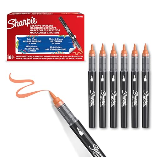 Sharpie Creative Marker Acryl-Farbstifte | Wasserbasierte Farbmarker mit Pinselspitze | Schulsachen | Orange | 6 Stück Sharpie Creative Marker Acryl-Farbstifte | Wasserbasierte Farbmarker mit Pinselspitze | Schulsachen | Orange | 6 Stück von PARKER