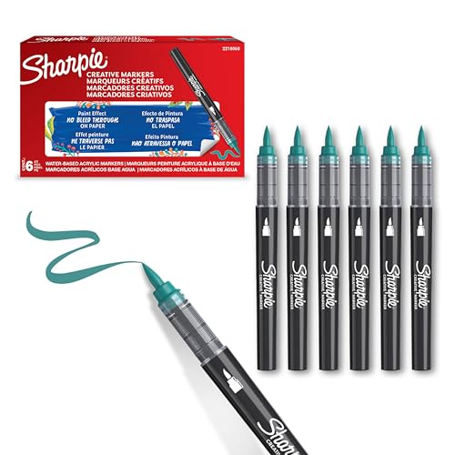 Sharpie Creative Marker Acryl-Farbstifte | Wasserbasierte Farbmarker mit Pinselspitze | Schulsachen | Smaragdgrün | 6 Stück Sharpie Creative Marker Acryl-Farbstifte | Wasserbasierte Farbmarker mit Pinselspitze | Schulsachen | Smaragdgrün | 6 Stück von PARKER