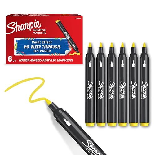 Sharpie Creative Marker Acryl-Farbstifte | Wasserbasierte Farbmarker mit Rundspitze | Schulsachen | Gelb | 6 Stück Sharpie Creative Marker Acryl-Farbstifte | Wasserbasierte Farbmarker mit Rundspitze | Schulsachen | Gelb | 6 Stück von PARKER