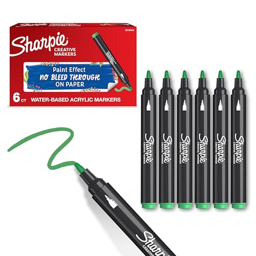 Sharpie Creative Marker Acryl-Farbstifte | Wasserbasierte Farbmarker mit Rundspitze | Schulsachen | Grün | 6 Stück Sharpie Creative Marker Acryl-Farbstifte | Wasserbasierte Farbmarker mit Rundspitze | Schulsachen | Grün | 6 Stück von PARKER