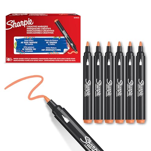 Sharpie Creative Marker Acryl-Farbstifte | Wasserbasierte Farbmarker mit Rundspitze | Schulsachen | Orange | 6 Stück Sharpie Creative Marker Acryl-Farbstifte | Wasserbasierte Farbmarker mit Rundspitze | Schulsachen | Orange | 6 Stück von PARKER