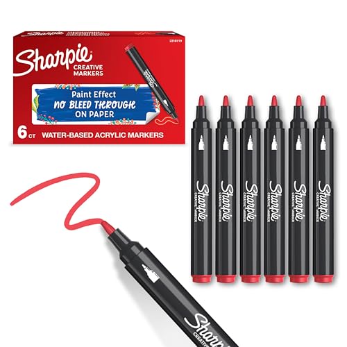 Sharpie Creative Marker Acryl-Farbstifte | Wasserbasierte Farbmarker mit Rundspitze | Schulsachen | Rot | 6 Stück Sharpie Creative Marker Acryl-Farbstifte | Wasserbasierte Farbmarker mit Rundspitze | Schulsachen | Rot | 6 Stück von PARKER