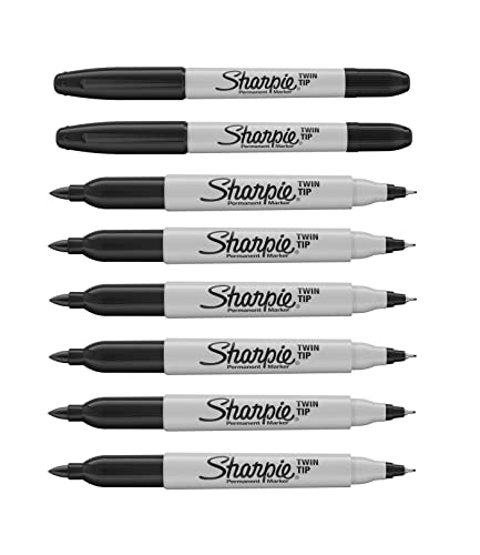 SHARPIE Doppelspitze Permanentmarker, 8 Stück, feine und ultrafeine Spitzen (schwarz) von SHARPIE