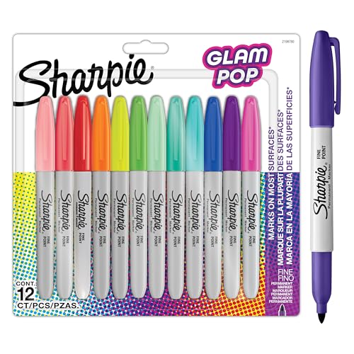 SHARPIE Glam Pop-Permanentmarker | feine Spitze für klare Details | 12 Markierstifte von SHARPIE