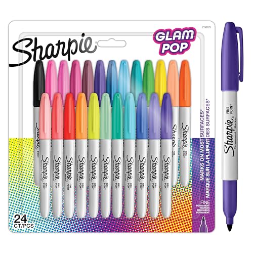 SHARPIE Glam Pop-Permanentmarker | feine Spitze für klare Details | 24 Markierstifte von SHARPIE