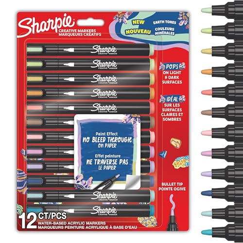 Sharpie Kreative Marker Acrylfarben Stifte | Erdtöne | Wasserbasierte Farbstifte | Kein Durchbluten, Schreibt auf den Meisten Oberflächen | Kugelspitze | Schul- & Lernmaterial | 12 Stück Sharpie Kreative Marker Acrylfarben Stifte | Erdtöne | Wasserbasierte Farbstifte | Kein Durchbluten, Schreibt auf den Meisten Oberflächen | Kugelspitze | Schul- & Lernmaterial | 12 Stück von PARKER