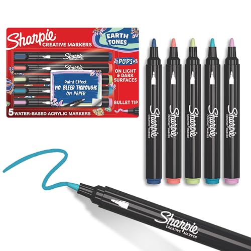 Sharpie Kreative Marker Acrylfarben Stifte | Erdtöne | Wasserbasierte Farbstifte | Kein Durchbluten, Schreibt auf den Meisten Oberflächen | Kugelspitze | Schul- & Lernmaterial | 5 Stück Sharpie Kreative Marker Acrylfarben Stifte | Erdtöne | Wasserbasierte Farbstifte | Kein Durchbluten, Schreibt auf den Meisten Oberflächen | Kugelspitze | Schul- & Lernmaterial | 5 Stück von PARKER
