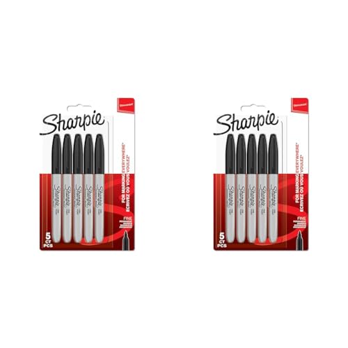 SHARPIE Permanent Marker | Marker Stifte mit feiner Spitze | schwarze Tinte | 5 Stück (Packung mit 2) von SHARPIE