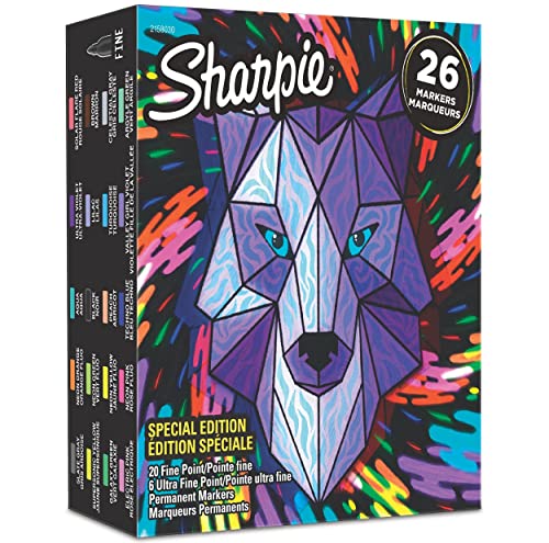 SHARPIE Permanent Marker Special Edition Wolf Fine & Ultra Fine 26 Stück von SHARPIE