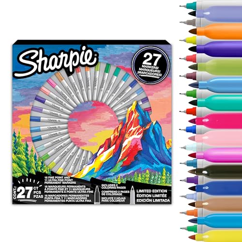 Sharpie Permanente Marker Geschenkset | Feine & Ultrafeine Spitze Malstifte | gemischte Farben | Enthält 2 Malvorlagen | 27 Marker Sharpie Permanente Marker Geschenkset | Feine & Ultrafeine Spitze Malstifte | gemischte Farben | Enthält 2 Malvorlagen | 27 Marker von SHARPIE