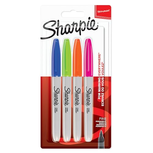 Sharpie Permanent Marker | Marker Stifte mit feiner Spitze | lustige Farben | 4 Wasserfeste Stifte von Sharpie