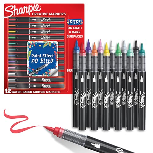 Sharpie Creative Marker Acryl-Farbstifte | Wasserbasierte Farbmarker mit Pinselspitze | Schulsachen | gemischte Farben | 12 Stück Sharpie Creative Marker Acryl-Farbstifte | Wasserbasierte Farbmarker mit Pinselspitze | Schulsachen | gemischte Farben | 12 Stück von PARKER