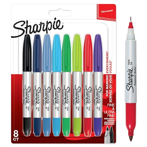 Sharpie Doppelseitiger Permanent Marker | Marker Stifte mit Doppelspitze (Fein & ultrafein) | gemischte Farben | 8 Stück von SHARPIE