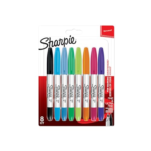 Sharpie Doppelseitiger Permanent Marker | Marker Stift mit Doppelspitze (Fein & ultrafein) | gemischte Farben | 8 Stück von SHARPIE
