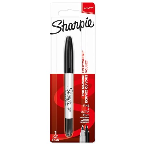Sharpie Doppelseitiger Permanent Marker | Marker Stift mit Doppelspitze (Fein & ultrafein) | schwarze Tinte | 1 Stück von SHARPIE