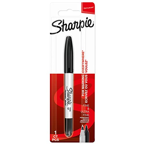 Sharpie Doppelseitiger Permanent Marker | Marker Stift mit Doppelspitze (Fein & ultrafein) | schwarze Tinte | 1 Stück von SHARPIE