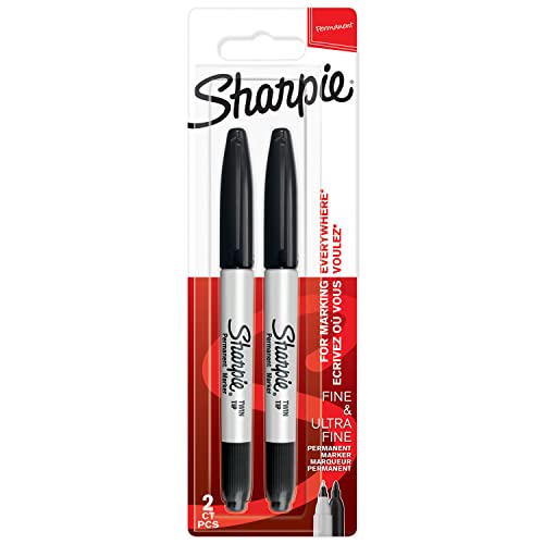 SHARPIE Doppelseitiger Permanent Marker | Marker Stift mit Doppelspitze (Fein & ultrafein) | schwarze Tinte | 2 Stück von SHARPIE