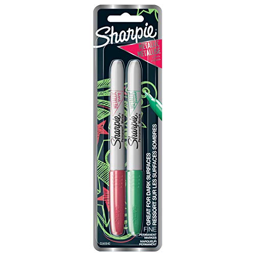 Sharpie Metallic Permanentmarker, feine Spitze, Rubinrot und Smaragdgrün, 2 Stück von SHARPIE