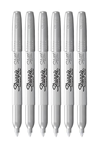 SHARPIE Metallic-Permanentmarker, feine Spitze, für die meisten Oberflächen geeignet (Silber, 1 Stück (6er-Pack)) von SHARPIE