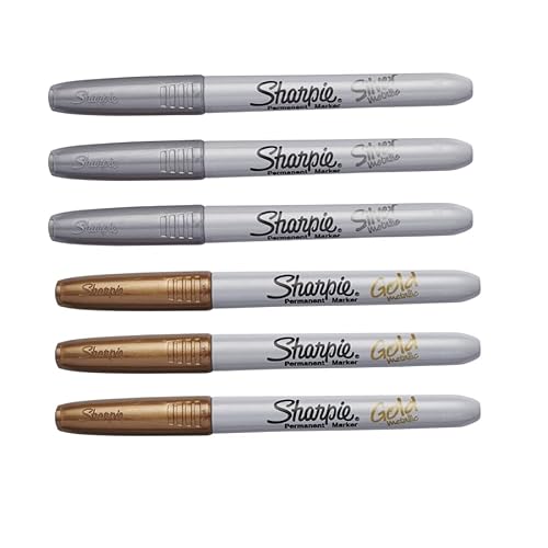 Sharpie Metallische Permanentmarker, feine Spitze, Gold und Silber, 6 Stück von SHARPIE