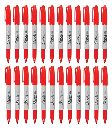 Sharpie Permanent Marker, feine Spitze, rot Tinte, 24 Stück (30102) von SHARPIE