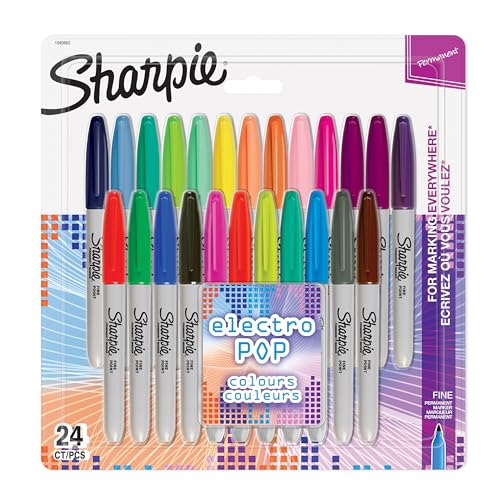 Sharpie Permanent Marker | Marker Stifte mit feiner Spitze | gemischte Electro Pop- und Originalfarben | 24 Stück Market Set von SHARPIE