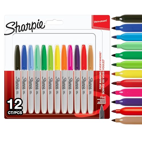 Sharpie Permanent Marker | Marker Stifte mit feiner Spitze | gemischte Farben | 12 Stück Market Set von Sharpie