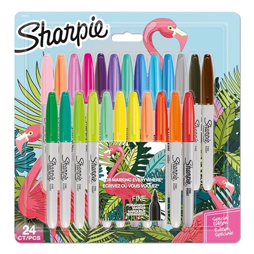 Sharpie Permanent Marker | Marker Stifte mit feiner Spitze | gemischte Flamingo- und Originalfarben | 24 Stück Market Set von SHARPIE