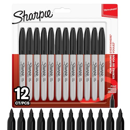 SHARPIE Permanent Marker | Marker Stifte mit feiner Spitze | schwarze Tinte | 12 Stück Market Set von SHARPIE