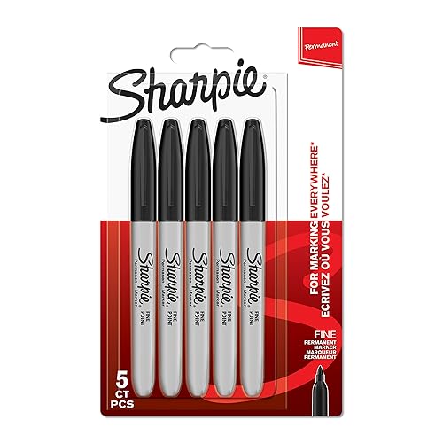 SHARPIE Permanent Marker | Marker Stifte mit feiner Spitze | schwarze Tinte | 5 Stück von SHARPIE