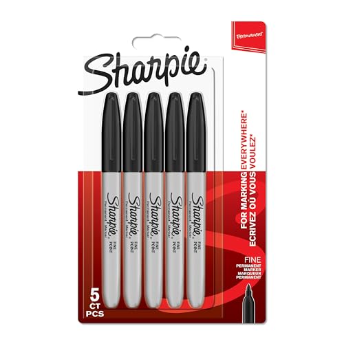SHARPIE Permanent Marker | Marker Stifte mit feiner Spitze | schwarze Tinte | 5 Stück von SHARPIE
