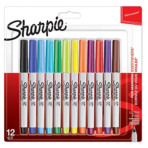 Sharpie Permanent Marker | Marker Stifte mit ultra-feiner Spitze | gemischte Farben | 12 Stück Market Set von SHARPIE