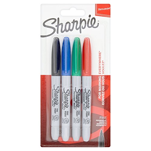 Sharpie Permanentmarker, feine Spitze, sortierte Standardfarben, 4 Stück von SHARPIE