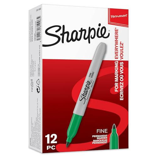 Sharpie Permanent Marker | Marker Stifte mit feiner Spitze | Grün | 12 Stück Market Set von SHARPIE