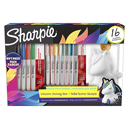 Sharpie Permanentmarker Geschenkset | Einhornspardose & Marker | feine Spitze | gemischte mystische Edelsteinfarben | 16 Stück | Einhorngeschenk für Mädchen & Jungen Sharpie Permanentmarker Geschenkset | Einhornspardose & Marker | feine Spitze | gemischte mystische Edelsteinfarben | 16 Stück | Einhorngeschenk für Mädchen & Jungen von SHARPIE