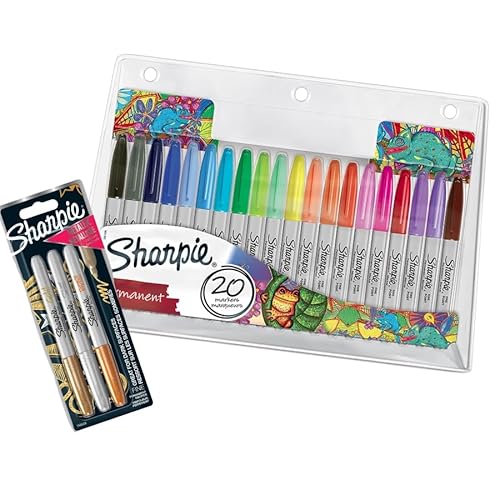 Sharpie Permanentmarker-Set | Exklusive Farbauswahl und verschiedene Metallic-Farben | Feine Spitze | 20 Zähler + 3 Zähler von SHARPIE