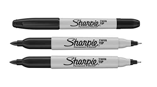 Sharpie Permanentmarker mit Doppelspitze, schwarze Tinte, 3 Stück, feine und ultrafeine Spitzen von SHARPIE