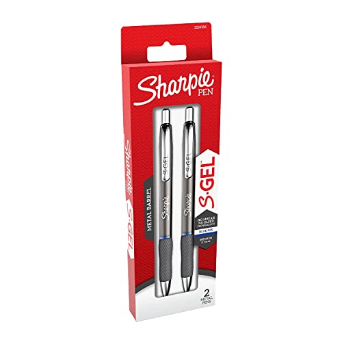 Sharpie S-Gel Retractable Gel Pen, 0.7mm Medium Point, Gunmetal Barrel, Blue Ink, 2/Pack (2126184) von SHARPIE