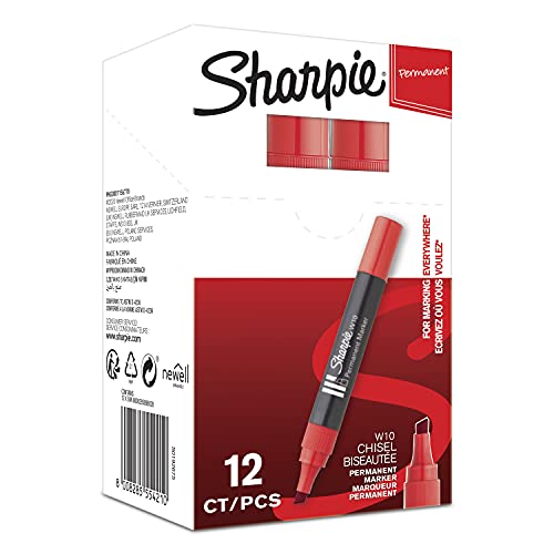 Sharpie S0192675 Permanent Marker W10 - Keilspitze 1.5/3.5, 12er Schachtel, rot von SHARPIE