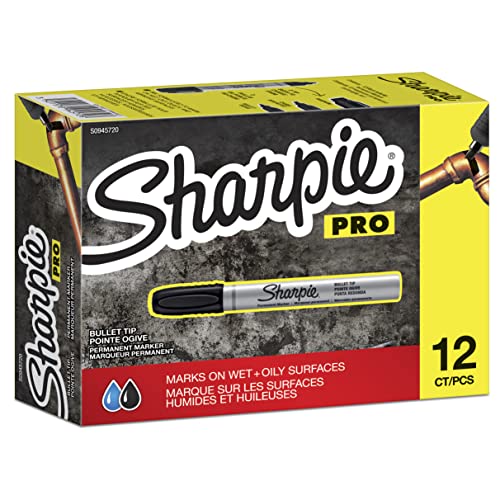 SHARPIE Permanent Marker mit Metallgehäuse | kleine Patronenspitze | schwarze Tinte | 12 Stück von SHARPIE